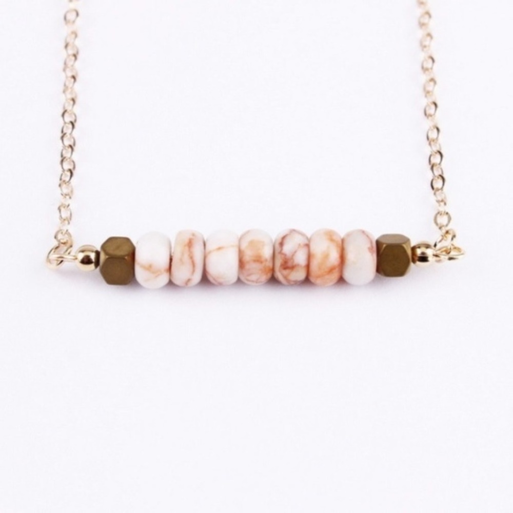 3/$15~Coral Stone Bar Necklace - Picture 1 of 1